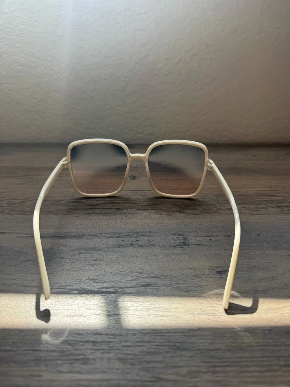 Beige Gradient Square Sunglasses for Women